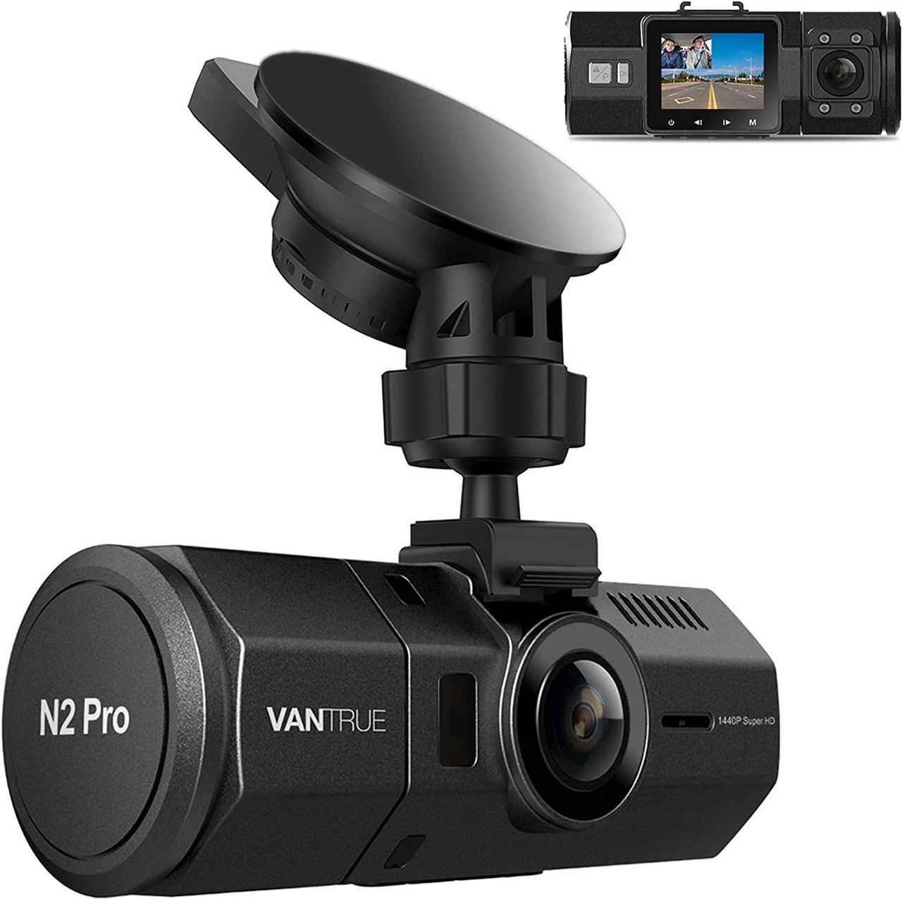 Vantrue N2 Pro Uber Dual 1080P Dash Cam, 2.5K 1440P Front Dash Cam, Front and Inside Dash Camera w/ Infrared Night Vision, 24hr Motion Detection Parking Mode, Accident Record, Support 256GB max(2023)