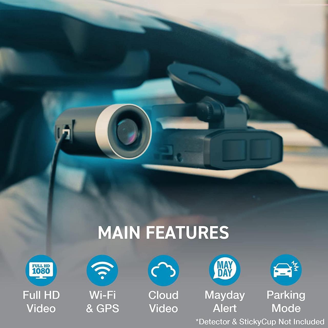Alt view image 2 of 7 - M2 Radar-Mounted Smart Dash Cam  1080P Full HD Video Dash Cam, Shared Alerts, Incident Reports, Emergency Mayday, Parking Mode, Drive Smarter App, Wi-Fi & GPS, 16GB Micro SD Card