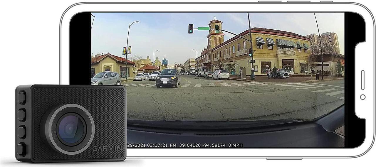 Garmin Dash Cam 47, 1080p and 140-degree FOV, Monitor Your Vehicle While Away w/New Connected Features, Voice Control, Compact and Discreet, Includes Memory Card