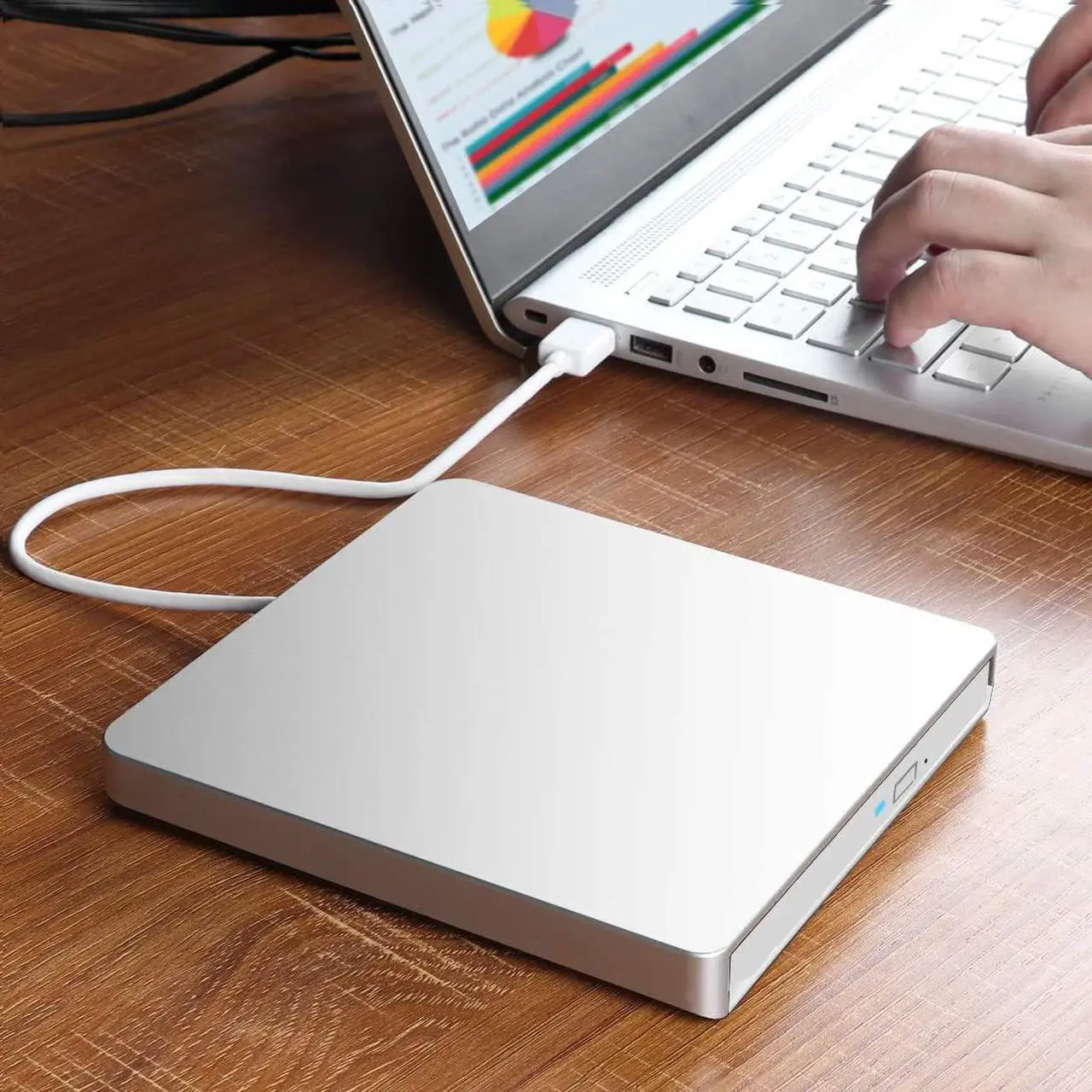 Alt view image 6 of 7 - External CD/DVD Drive for Mac, CD Burner USB 3.0 Portable CD-ROM DVD+/-RW Disc Player Burner Reader Writer Optical Drive for Apple Mac MacBook Pro/Air, Windows 11/10 Laptop PC, Silver