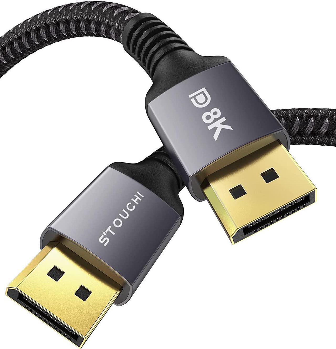 DisplayPort Cable 1.4, Stouchi 8K 6.6FT DP Cable 32.4Gbps 8K@60Hz HBR3 4K@60Hz/144Hz/120Hz 5K@60Hz 1080P@240Hz Support FreeSync G-Sync HDR10 Display Port for Gaming Monitor Graphics Card