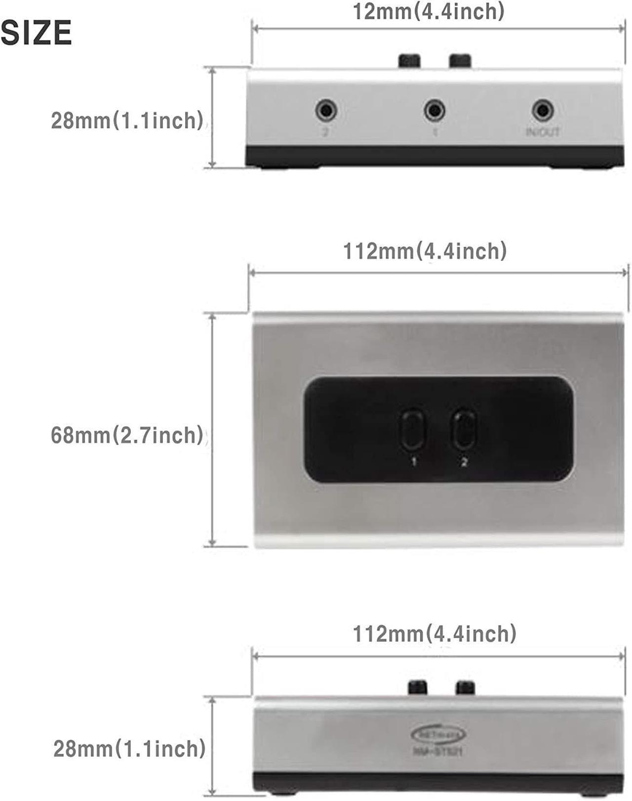Alt view image 5 of 6 - 2 PORT 3.5mm STEREO Manual Switch Box AUX Audio Speaker selector(Wall Mount Hole Built-in, wall or table available)