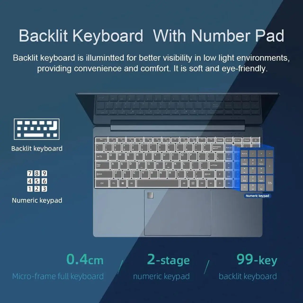 Alt view image 5 of 6 - Dere Laptop M12 15.6" 16GB RAM 1TB SSD IPS 2.5K Full HD Screen Intel Celeron N5095 With Backlit Keyboard Windows 11 Notebook PC Red 512 GB 16GB