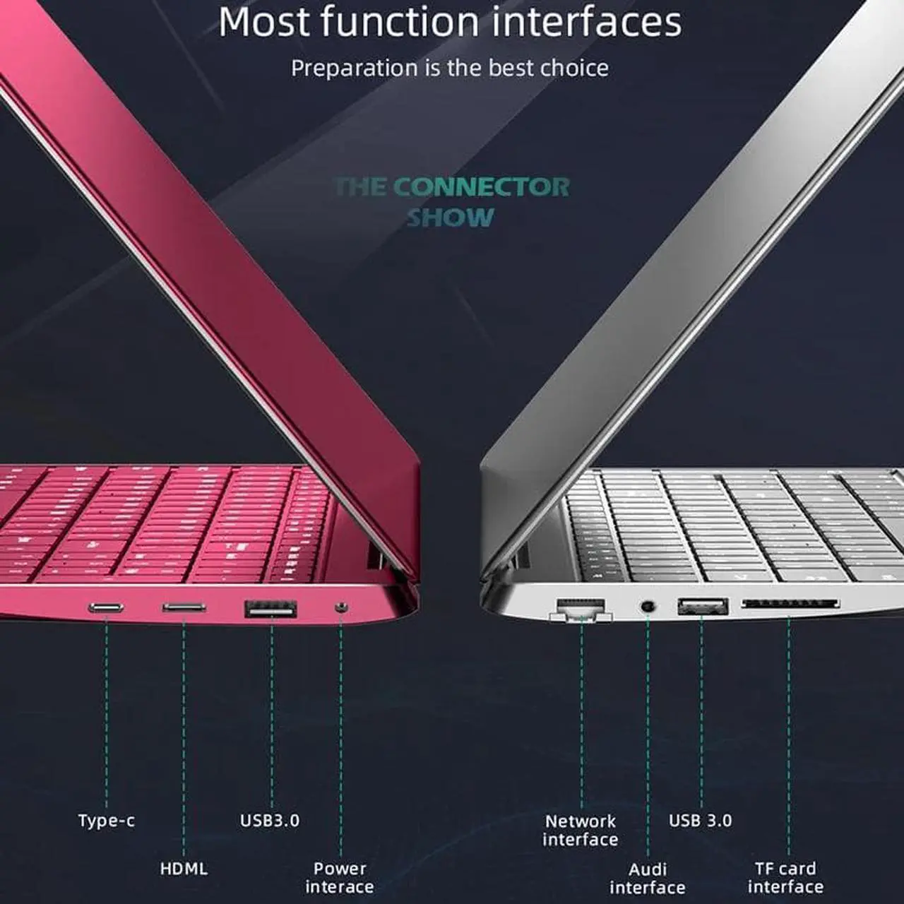 Alt view image 6 of 6 - Dere Laptop M12 15.6" 16GB RAM 1TB SSD IPS 2.5K Full HD Screen Intel Celeron N5095 With Backlit Keyboard Windows 11 Notebook PC Red 512 GB 16GB