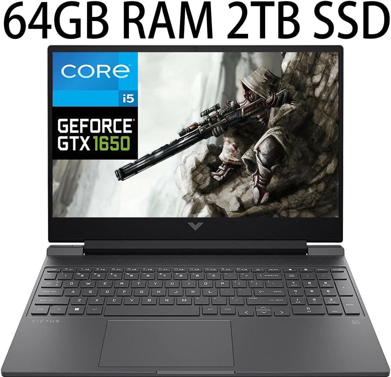 HP Victus 15 Gaming Laptop, 12th Gen Intel 8-Core i5-12450H (>i7-11370H) GeForce GTX 1650, 64GB DDR4  2TB PCIe SSD, 15.6" FHD IPS 144Hz Display, WiFi, USB, HDMI Bluetooth, Windows 11 Pro