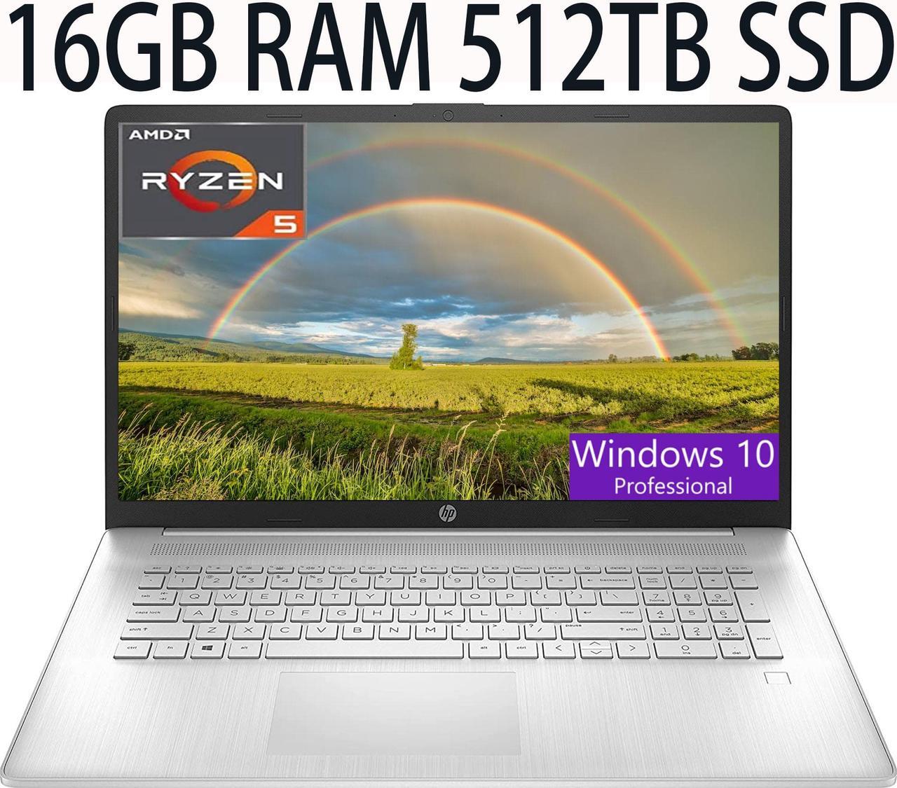 Main image of HP 17 Thin and Light Laptop, AMD Ryzen 5 5500U Processor 6-Core, AMD Radeon Graphics, 16GB DDR4  512GB PCIe SSD, 17.3" diagonal FHD (1920 x 1080) IPS, anti-glare Display, Bluetooth, Windows 10 Pro