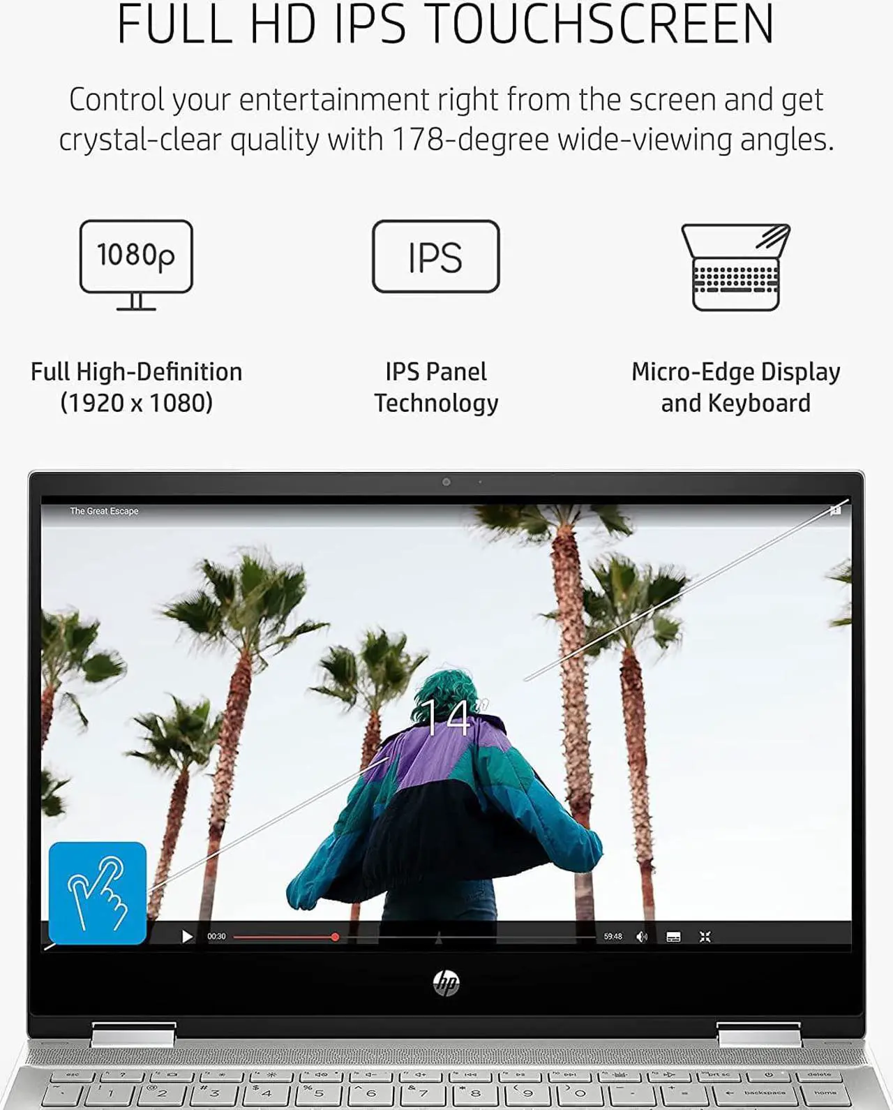 Alt view image 6 of 7 - HP Pavilion x360 14 Touchscreen Laptop, 11th Gen Intel Core i5-1135G7 4-Cores Processor, Intel Iris Xe Graphics, 8GB DDR4  1TB PCIe SSD,14" diagonal, FHD (1920 x 1080) Display, Windows 10 Pro