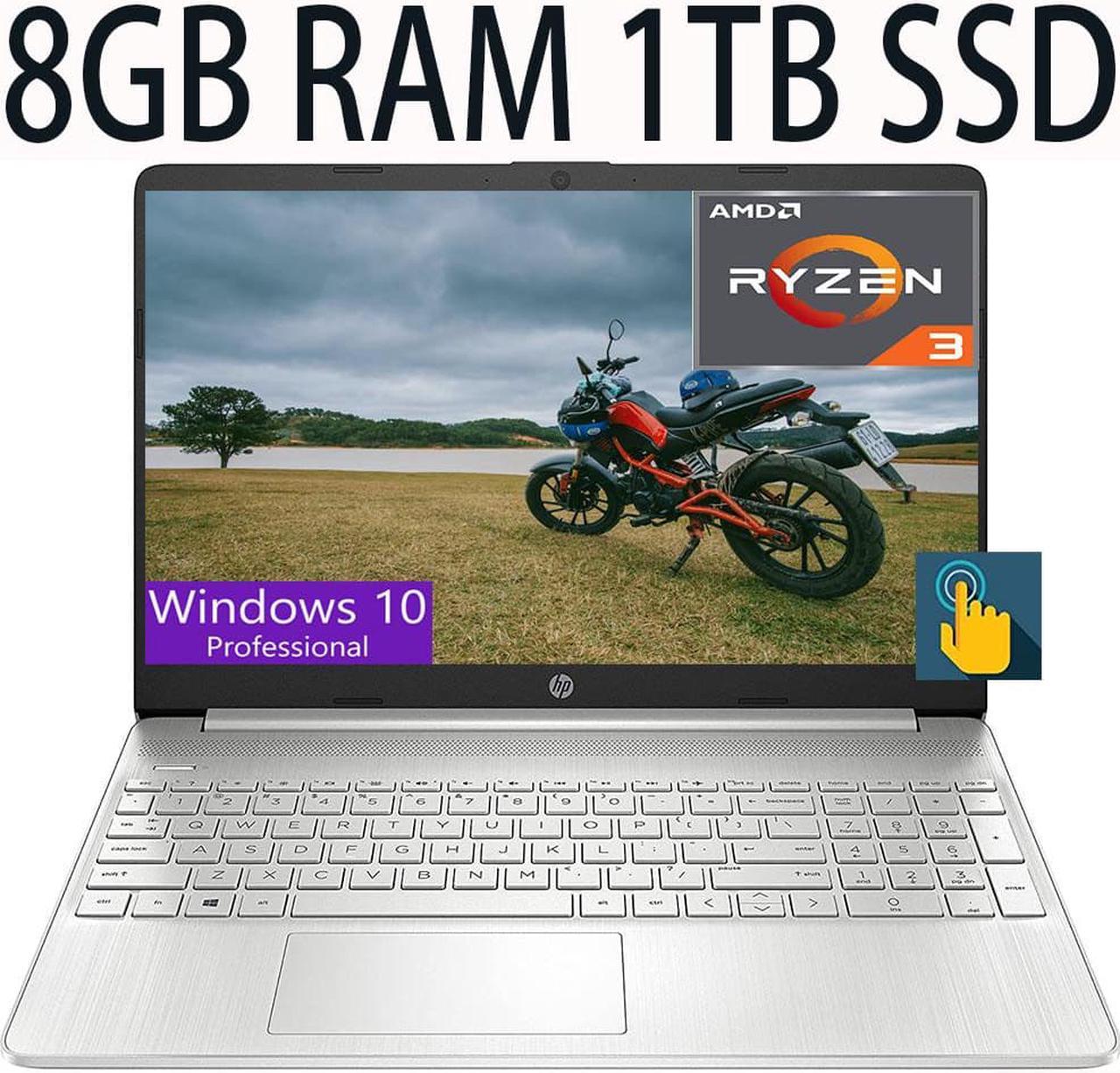 HP 15-inch Touchscreen Laptop, AMD Ryzen 3 3250U 2-Core, AMD Radeon Integrated Graphics, 8GB DDR4  1TB PCIe SSD,15.6" HD (1366x768) 60Hz Touchscreen IPS Display, WiFi, Bluetooth, Windows 10 Pro