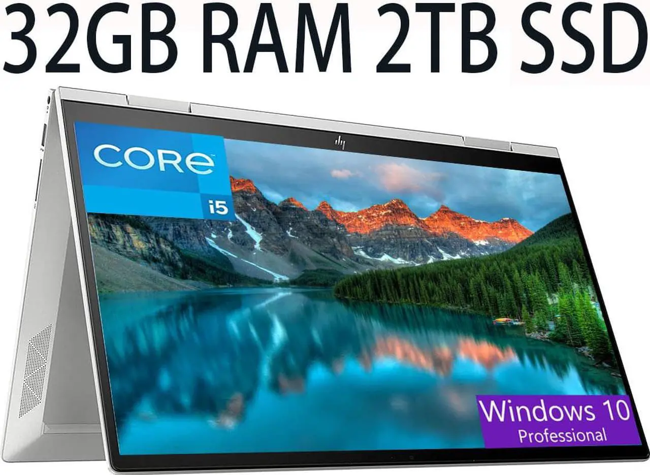 Main image of HP Envy X360 2-in-1 15 laptop, 12th Generation Intel i5-1235U 10-Core, Intel Iris Xe Graphics, 32GB DDR4  2TB PCIe SSD, 15.6FHD IPS Touchscreen, Backlight Keyboard, Bluetooth, Windows 10 Pro