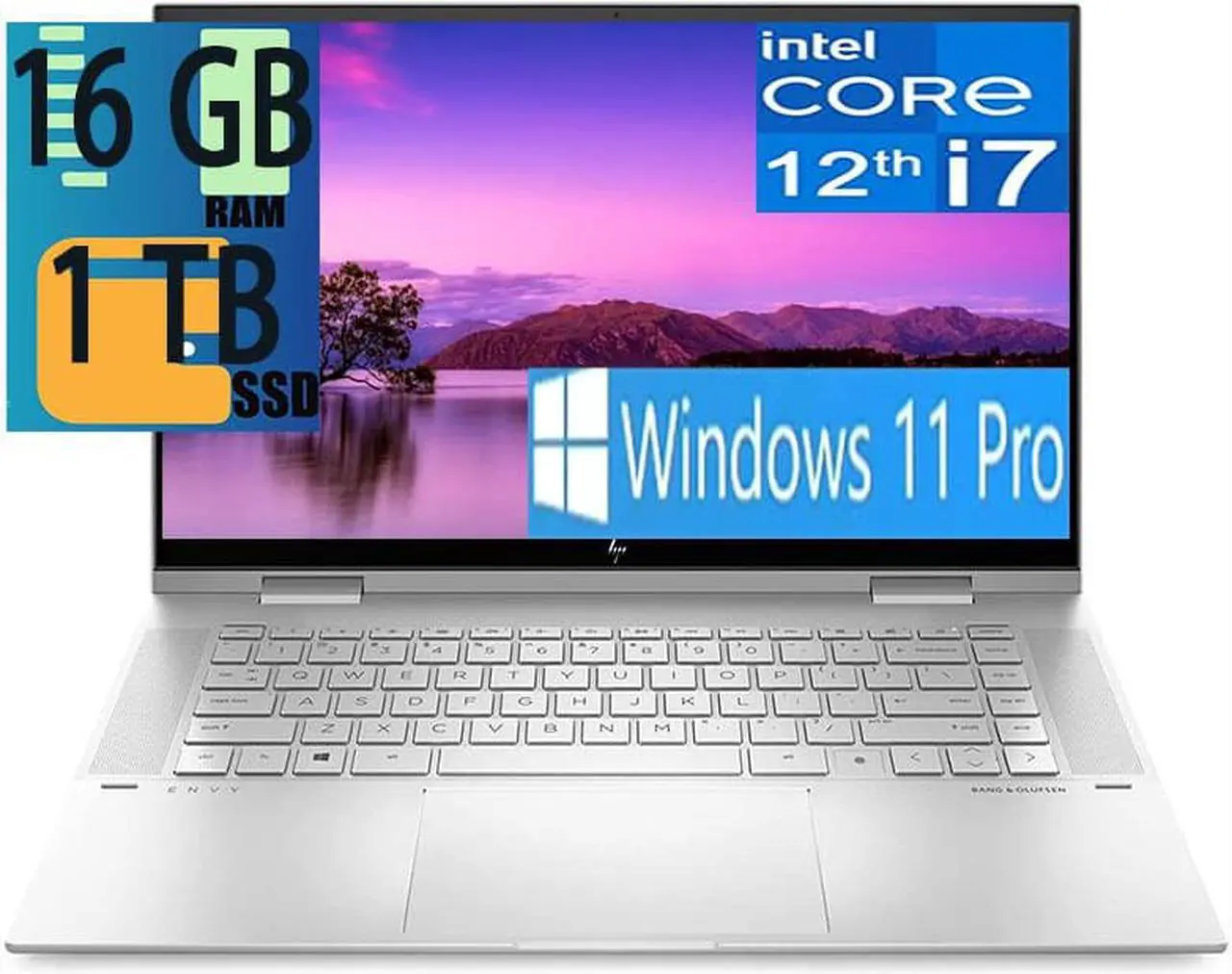 Main image of HP Envy x360 15 2-in-1 Laptop, Intel Core i7-1260P 12-Cores Processor, Intel Iris Xe Graphics, 16GB DDR4  1TB PCIe SSD, 15.6" FHD IPS Touchscreen, WiFi, Backlight Keyboard, FP Reader, Windows 11 Pro