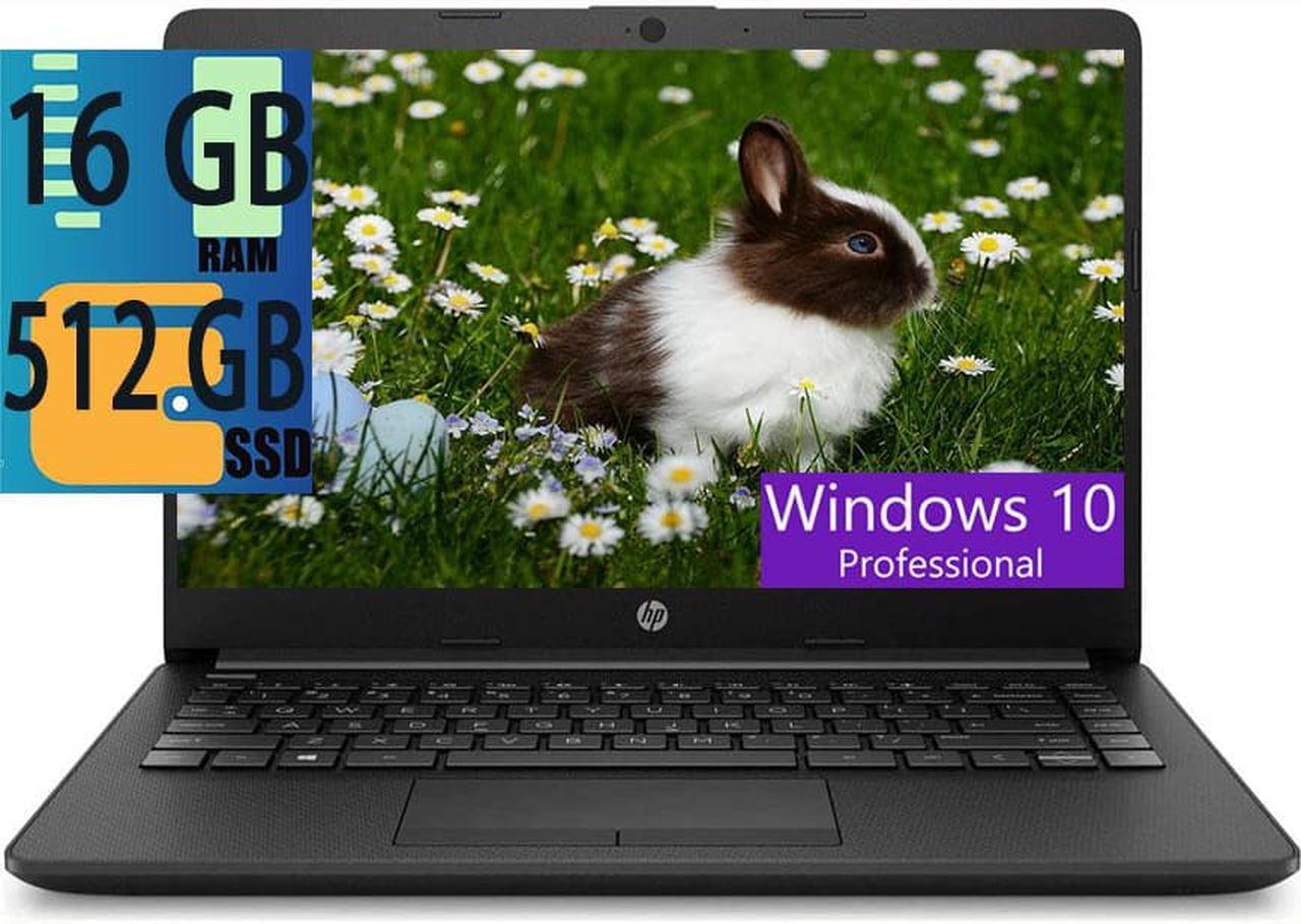 HP 14 Business Notebook Computer, AMD Athlon3050U 2-Cores Processor, AMD Radeon Graphics, 16GB DDR4  512GB PCIe SSD, 14" HD Anti-Glare Display, WiFi Bluetooth, Webcam Type-C HDMI, Windows 10 Pro