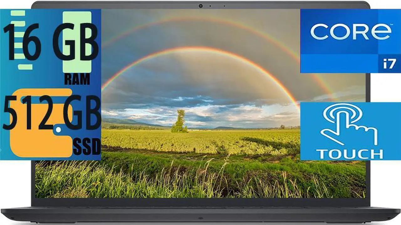 Main image of Dell Inspiron 15 3000 Series 3520 Laptop, 12th Gen Intel Core i7-1255U 10-Cores Processor, Intel Iris Xe Graphics, 16GB DDR4  512GB PCIe SSD, 15.6" FHD Touchscreen, WiFi, HDMI, Webcam, Windows 11