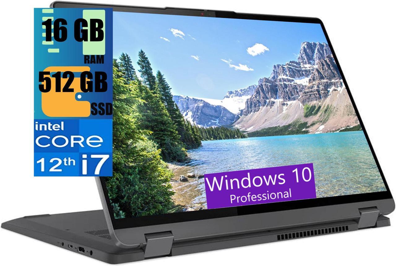 Lenovo IdeaPad Flex 5 2-in-1 16 Laptop, 16" 2.5K WQXGA Touchscreen, Intel Core i7-1255U 10 cores Processor, Intel Iris Xe Graphics, 16GB  DDR4  512GB   PCIe SSD, Wi-Fi 6, Windows 10 Pro