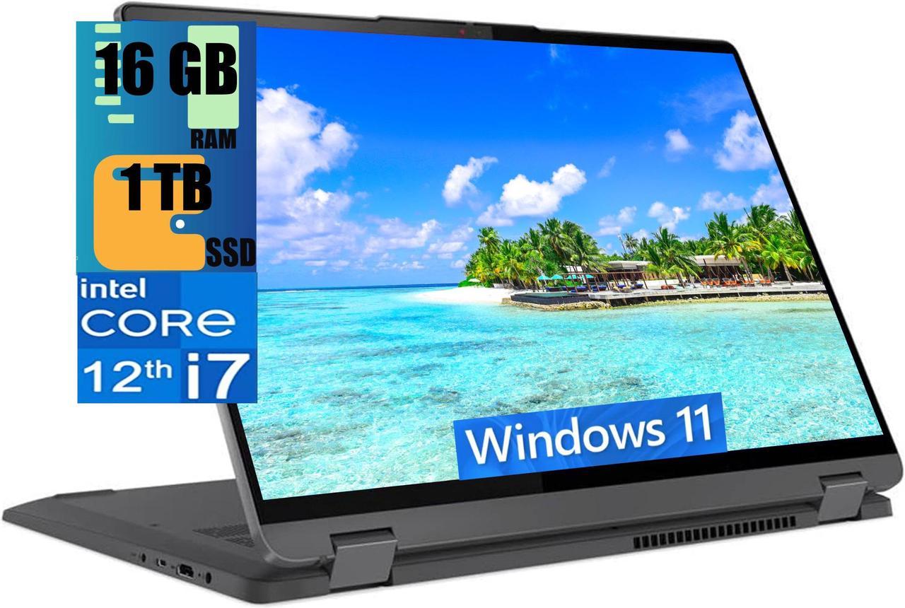 Lenovo IdeaPad Flex 5 2-in-1 16 Laptop, 16" 2.5K WQXGA Touchscreen, Intel Core i7-1255U 10 cores Processor, Intel Iris Xe Graphics, 16GB  DDR4  1TB PCIe SSD, Wi-Fi 6, Windows 11 Home