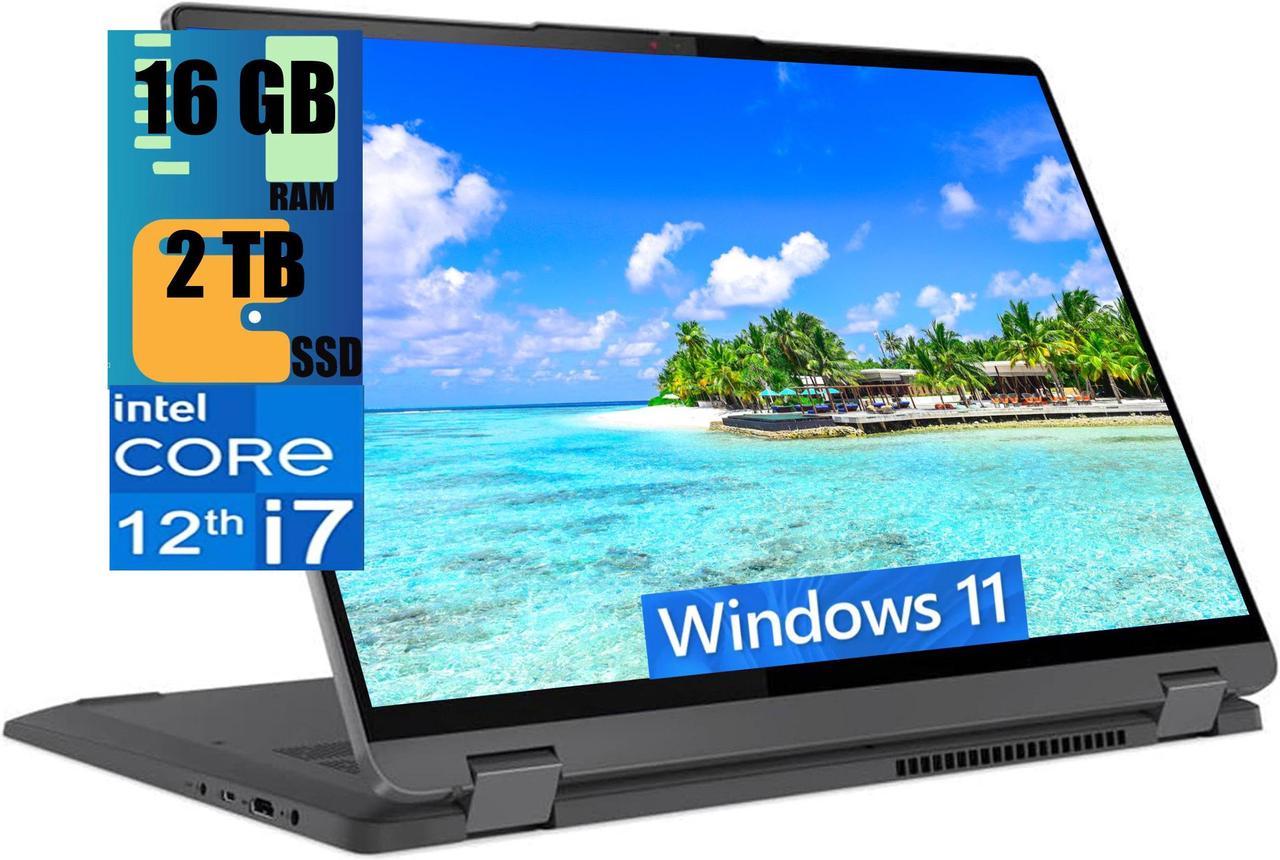 Lenovo IdeaPad Flex 5 2-in-1 16 Laptop, 16" 2.5K WQXGA Touchscreen, Intel Core i7-1255U 10 cores Processor, Intel Iris Xe Graphics, 16GB  DDR4  2TB PCIe SSD, Wi-Fi 6, Windows 11 Home