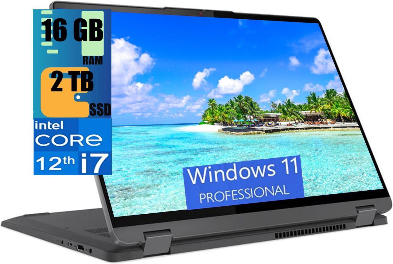 Lenovo IdeaPad Flex 5 2-in-1 16 Laptop, 16" 2.5K WQXGA Touchscreen, Intel Core i7-1255U 10 cores Processor, Intel Iris Xe Graphics, 16GB  DDR4  2TB PCIe SSD, Wi-Fi 6, Windows 11 Pro