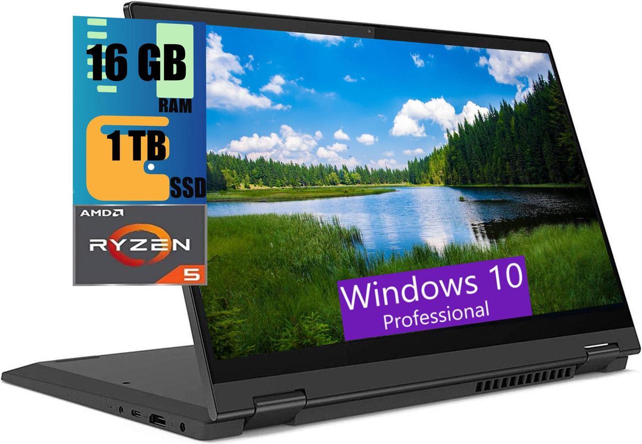 Lenovo Flex 5 14 2-in-1 Laptop, 14" Full HD (1920 x 1080) IPS Touchscreen, AMD Ryzen 5 4500U 6-core, AMD Radeon Graphics, 16GB  DDR4  1TB PCIe SSD, Fingerprint Reader, Windows 10 Pro