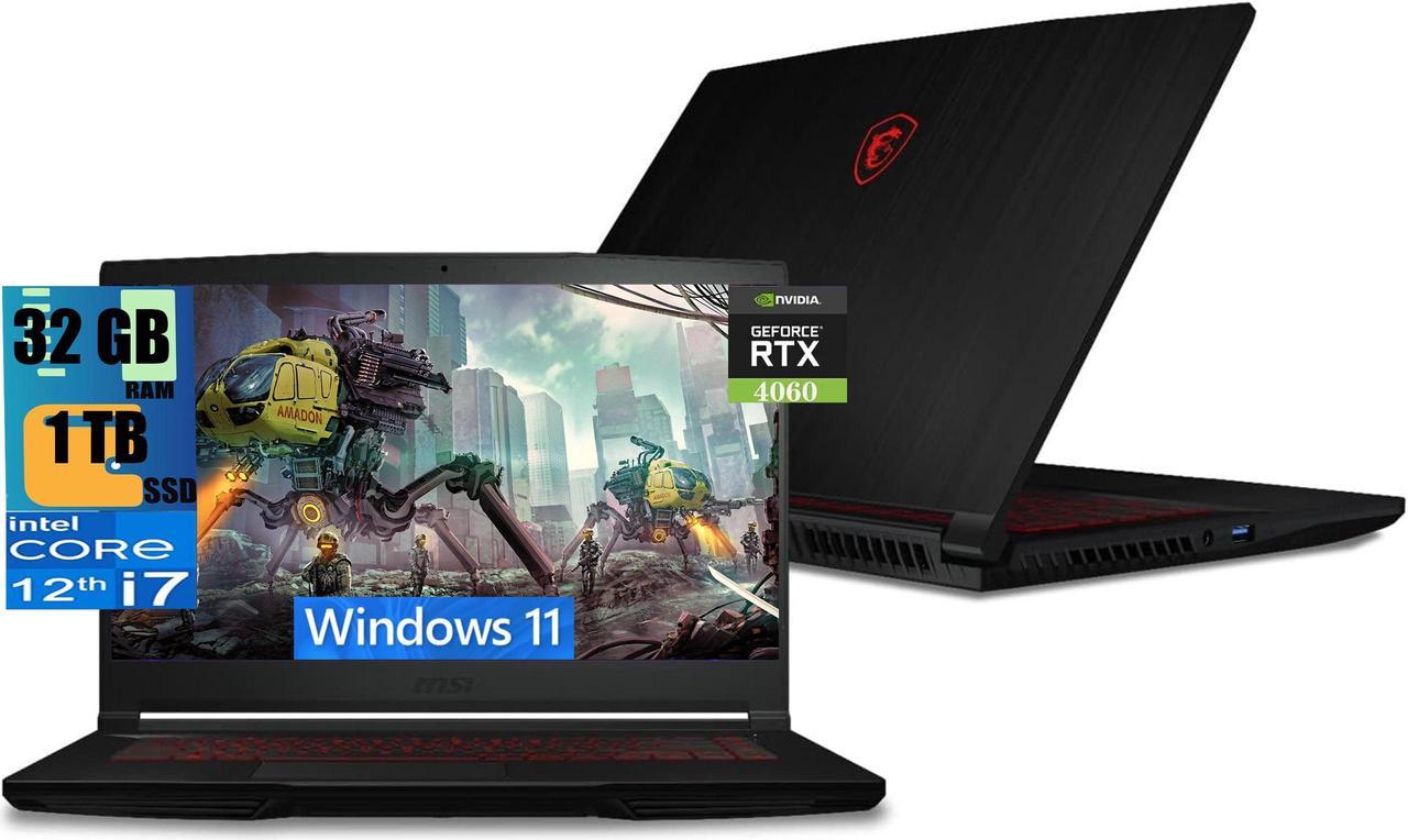 MSI Thin GF63 15 Gaming Laptop, 15.6" Full HD Display, Intel Core i7-12650H 10 Cores, NVIDIA GeForce RTX 4060 8GB GDDR6, 32GB DDR4  1TB PCIe SSD, Wi-Fi 6 + Bluetooth 5.2, Windows 11