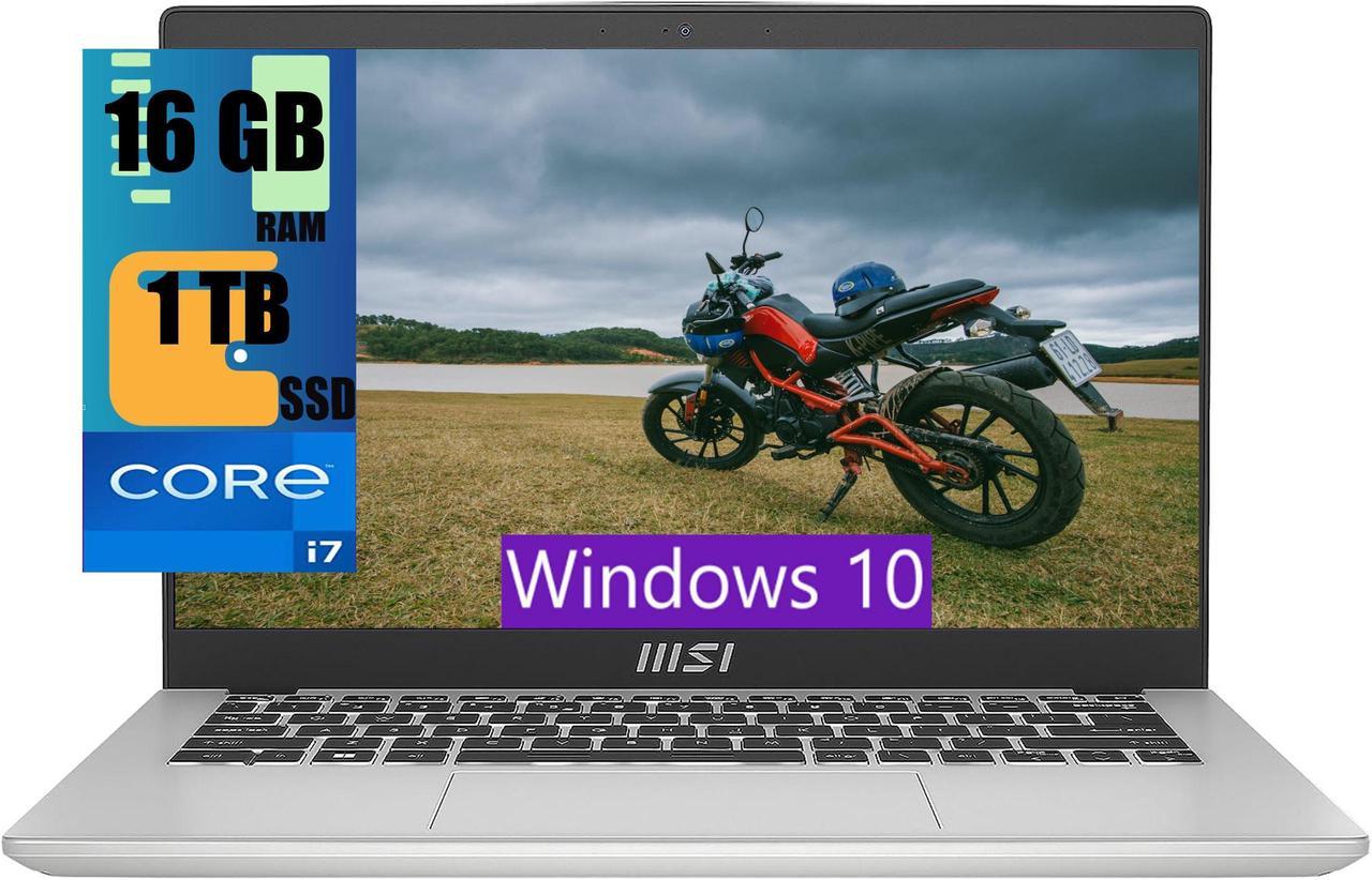 MSI Modern 14 Laptop, 14" Full HD (1920x1080) Display, Intel Core i7-1355U 10 Cores Processor, Intel Iris Xe Graphics, 16GB  DDR4  1TB PCIe SSD, 180-Degree Lay-Flat, Type C, Windows 10