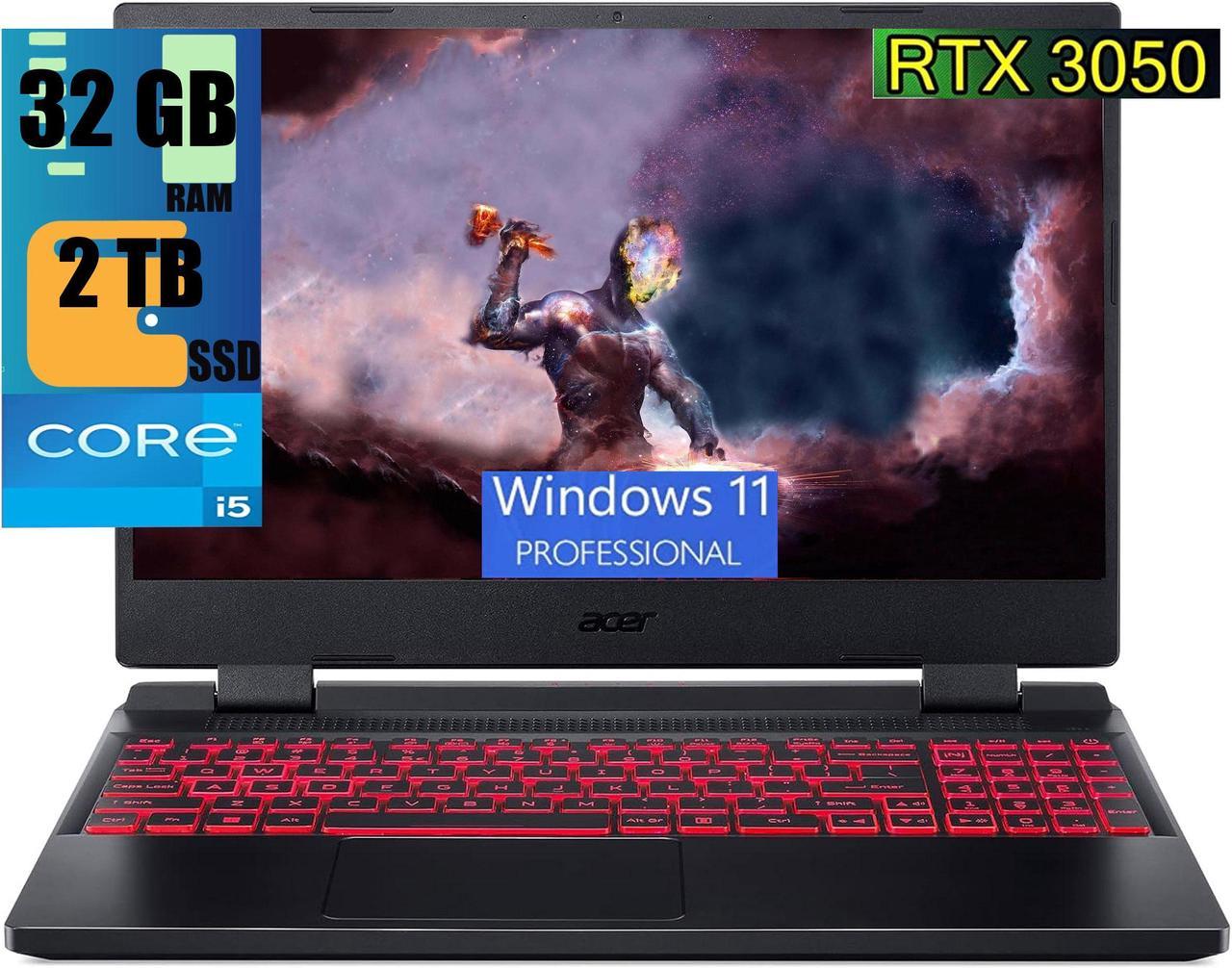 Acer Nitro 5 15 Gaming Laptop, 15.6" FHD 144Hz Display, Intel Core i5-12500H 12-Core Processor, GeForce RTX 3050 4GB GDDR6, 32GB DDR4  2TB PCIe SSD, Killer Wi-Fi 6 Backlit Keyboard, Windows 11 Pro