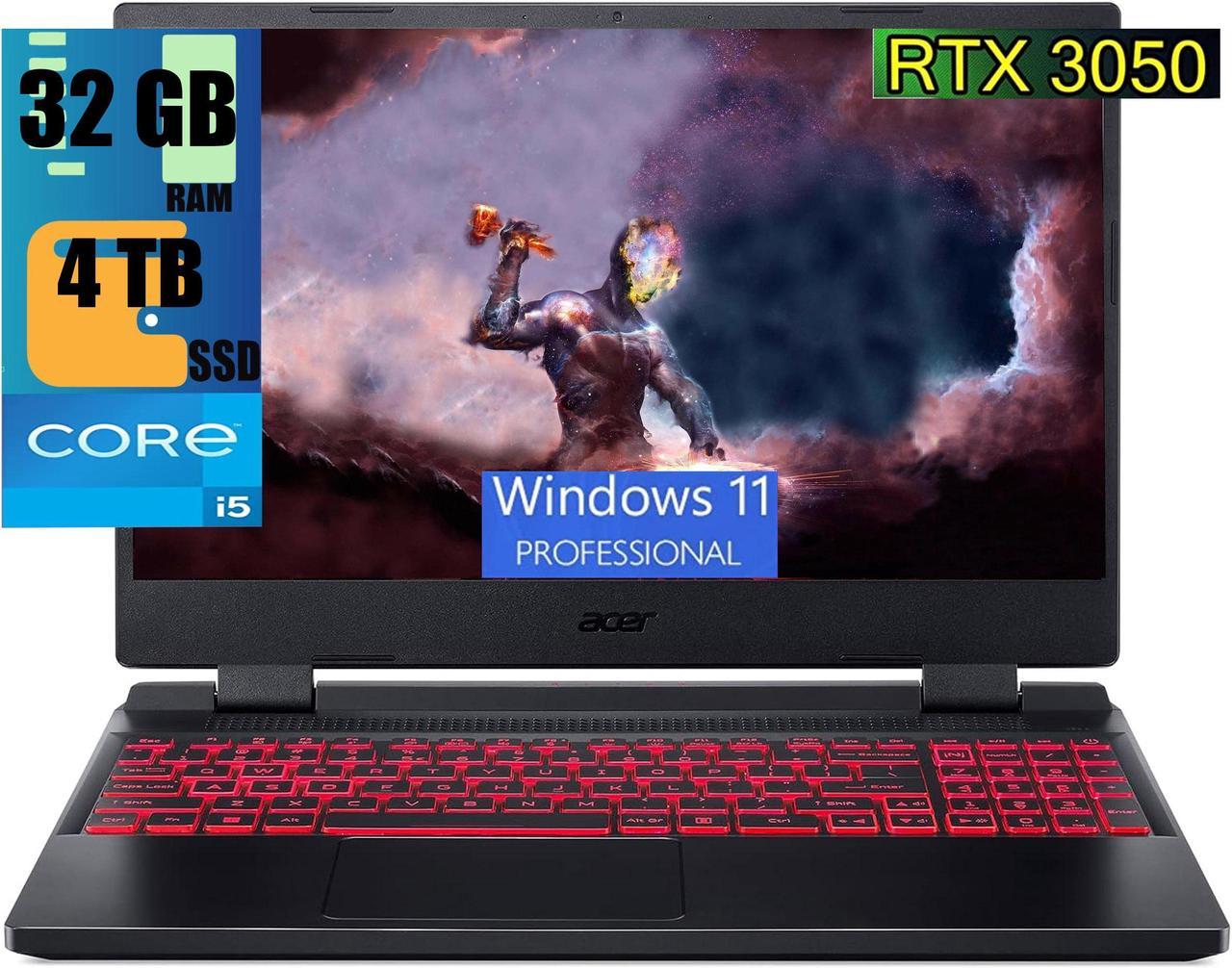 Acer Nitro 5 15 Gaming Laptop, 15.6" FHD 144Hz Display, Intel Core i5-12500H 12-Core Processor, GeForce RTX 3050 4GB GDDR6, 32GB DDR4  4TB PCIe SSD, Killer Wi-Fi 6 Backlit Keyboard, Windows 11 Pro