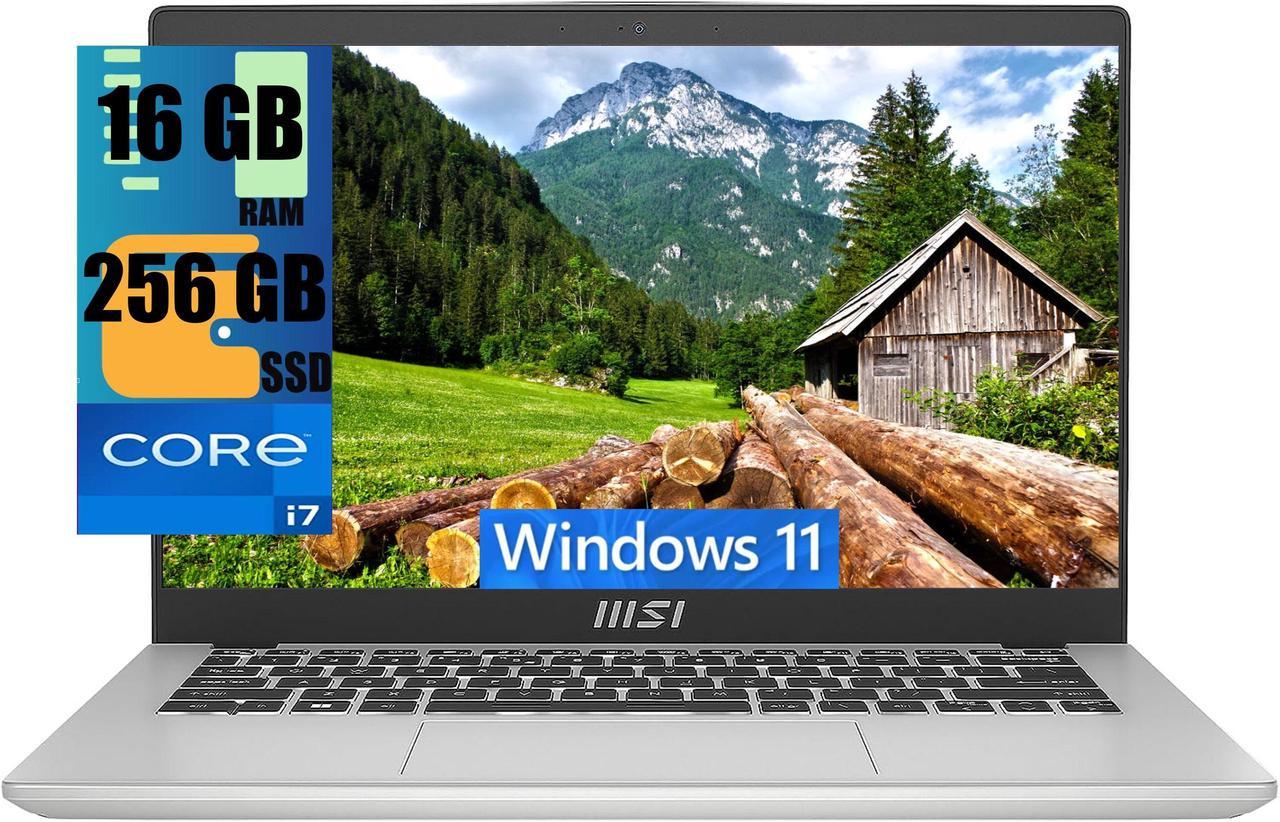 MSI Modern 14 Laptop, 14" Full HD (1920x1080) Display, Intel Core i7-1355U 10 Cores Processor, Intel Iris Xe Graphics, 16GB  DDR4  256GB  PCIe SSD, 180-Degree Lay-Flat, Type C, Windows 11 Home