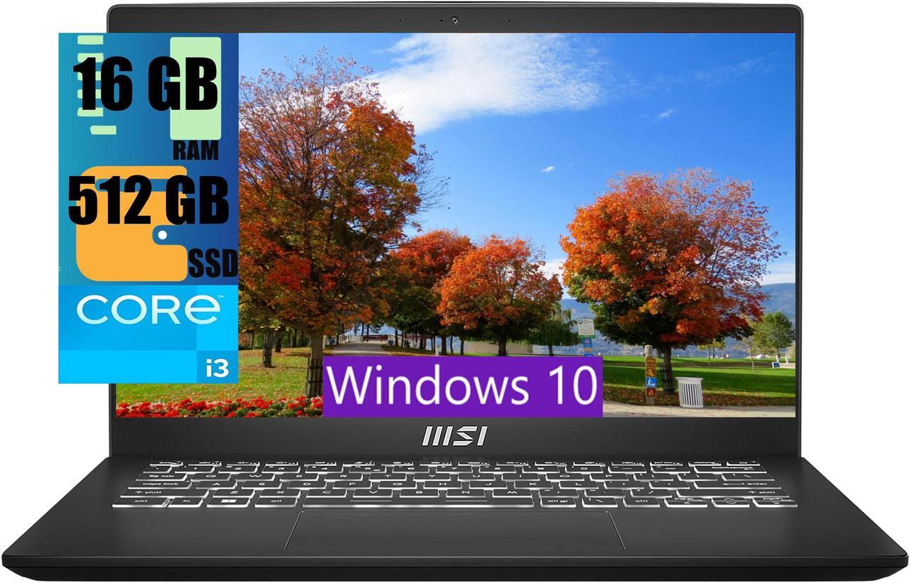 MSI Modern 14 Laptop, 14" Full HD (1920x1080) 60Hz Display, Intel Core i3-1215U 6 Cores processor, Intel Iris Xe Graphics, 16GB DDR4  512GB PCIe SSD, 180-Degree Lay-Flat, Type C, Windows 10