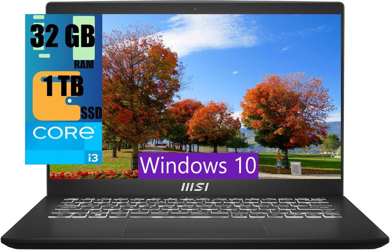 MSI Modern 14 Laptop, 14" Full HD (1920x1080) 60Hz Display, Intel Core i3-1215U 6 Cores processor, Intel Iris Xe Graphics, 32GB DDR4  1TB PCIe SSD, 180-Degree Lay-Flat, Type C, Windows 10