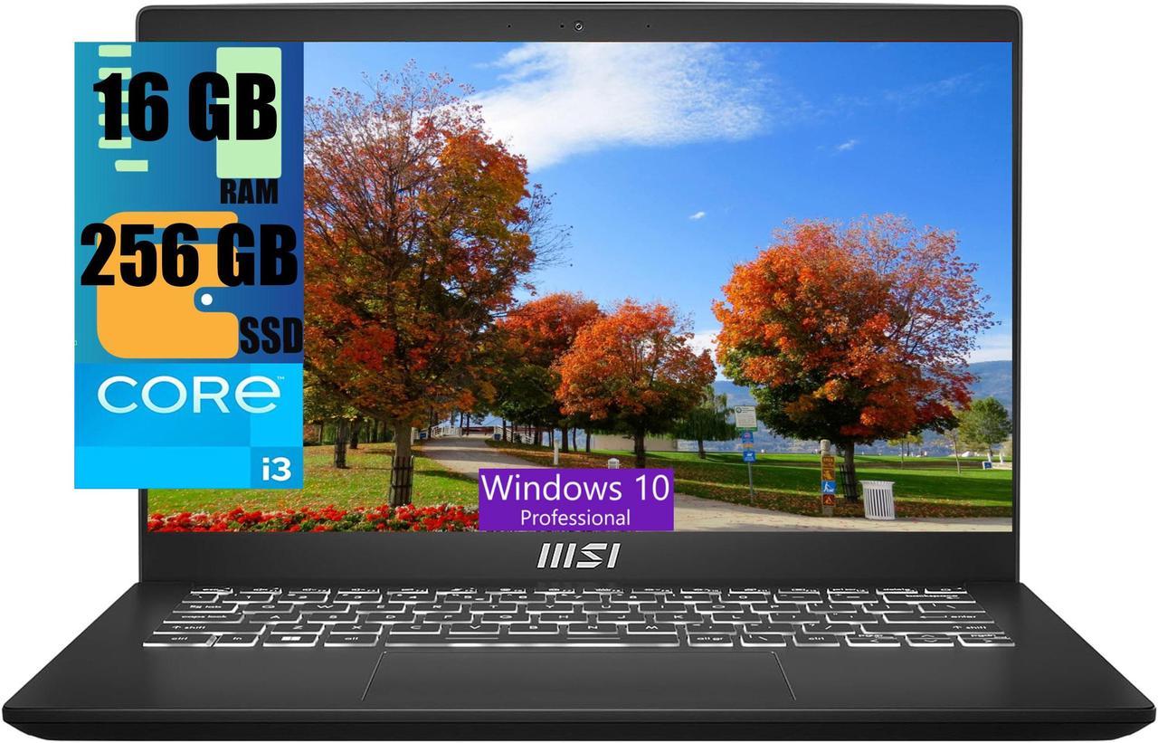 MSI Modern 14 Laptop, 14" Full HD (1920x1080) 60Hz Display, Intel Core i3-1215U 6 Cores processor, Intel Iris Xe Graphics, 16GB DDR4  256GB PCIe SSD, 180-Degree Lay-Flat, Type C, Windows 10 Pro