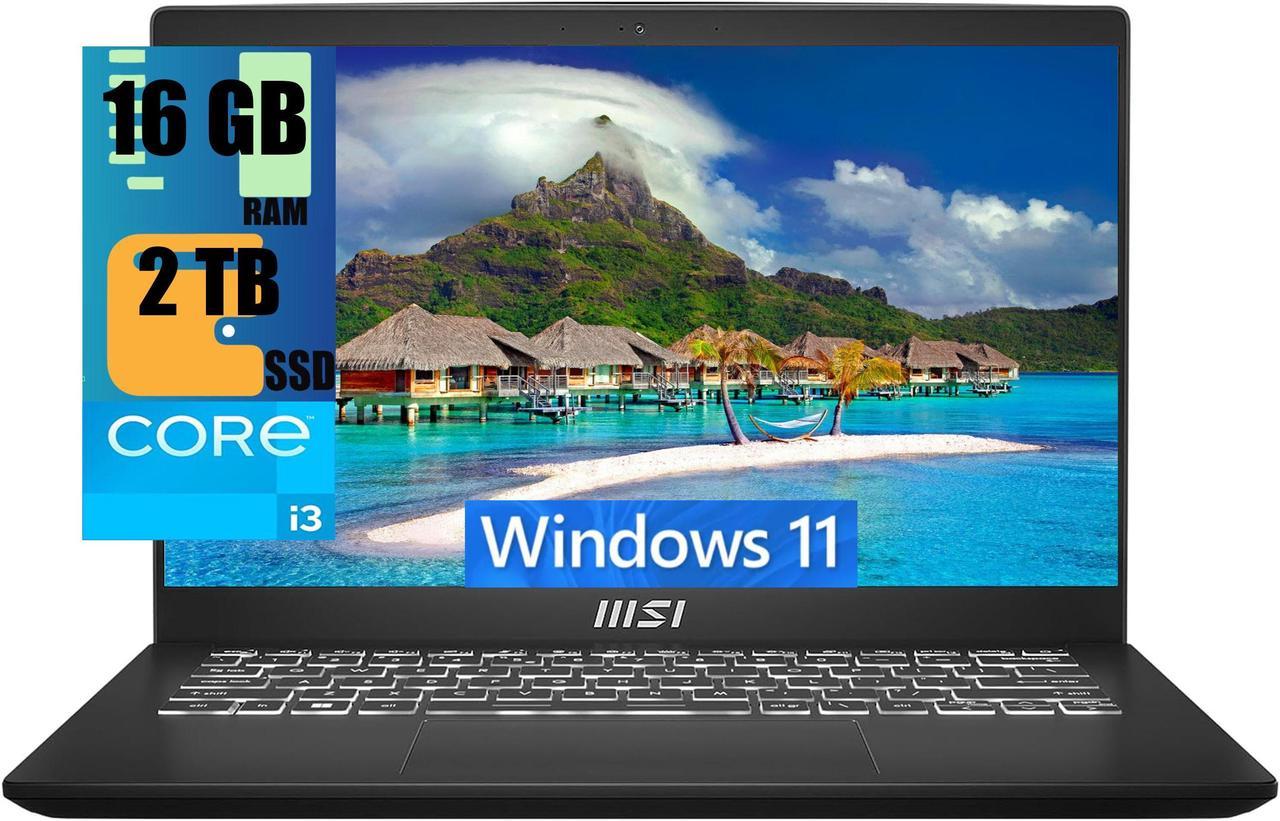 MSI Modern 14 Laptop, 14" Full HD (1920x1080) 60Hz Display, Intel Core i3-1215U 6 Cores processor, Intel Iris Xe Graphics, 16GB DDR4  2TB PCIe SSD, 180-Degree Lay-Flat, Type C, Windows 11