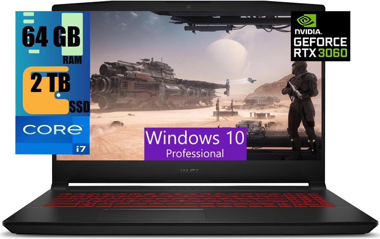 MSI Katana GF66 15 Gaming Laptop, 15.6" FHD 144Hz Display, Intel Core i7-11800H 8 Core Processor, NVIDIA GeForce RTX 3060 6GB GDDR6, 64GB DDR4  2TB PCIe SSD, Wi-Fi 6, Backlit Keyboard, Windows 10 Pro