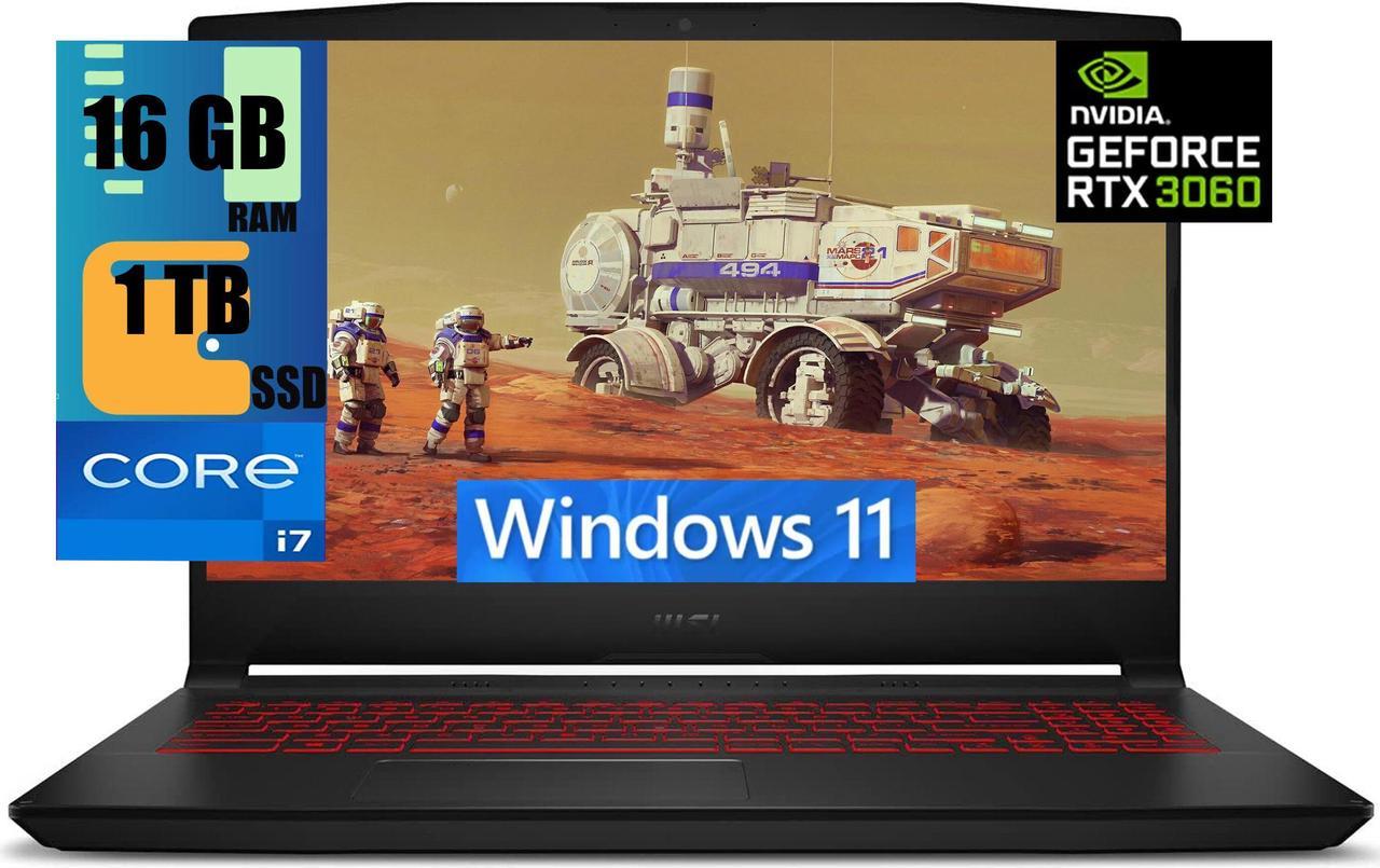 MSI Katana GF66 15 Gaming Laptop, 15.6" FHD 144Hz Display, Intel Core i7-11800H 8 Core Processor, NVIDIA GeForce RTX 3060 6GB GDDR6, 16GB DDR4  1TB PCIe SSD, Wi-Fi 6, Backlit Keyboard, Windows 11