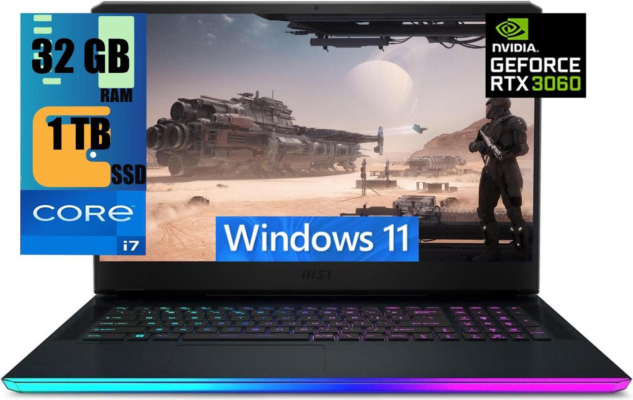 MSI GE76 17 Gaming Laptop, 17.3" 144Hz FHD (1920 x 1080) Display, Intel Core i7-11800H 8-core Processor, NVIDIA GeForce RTX 3060 6GB, 32GB DDR4  1TB PCIe SSD, Backlit Keyboard, Windows 11