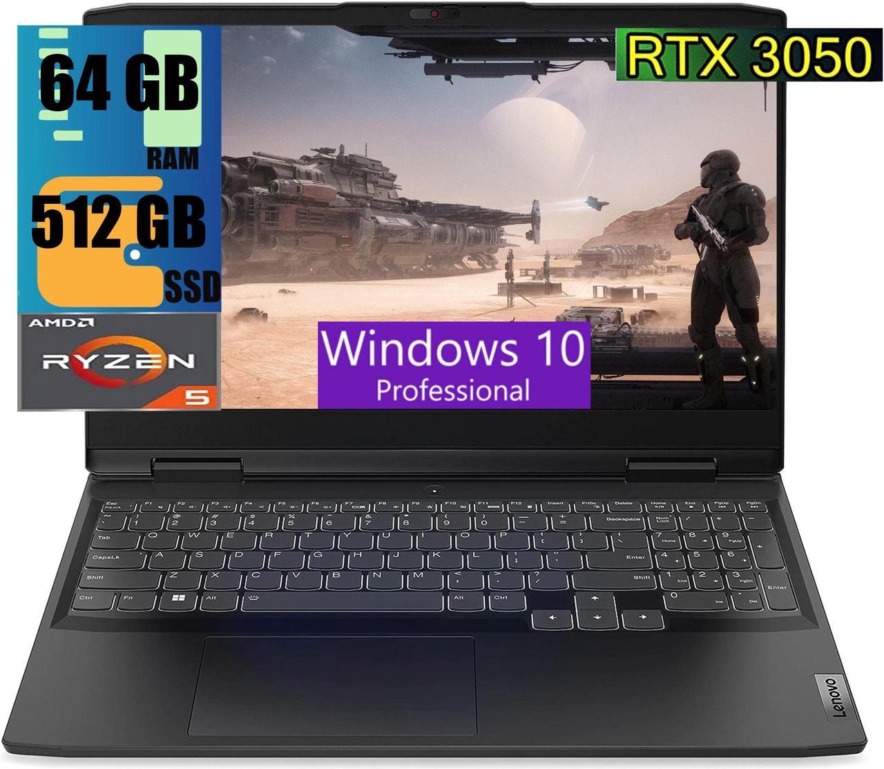 Lenovo IdeaPad Gaming 3 15 Laptop Computer, 15.6" Full HD 120Hz Display, AMD 6-core Ryzen 5 6600H Processor, GeForce RTX 3050 4GB Graphic, 64GB DDR5  512GB PCIe SSD, Backlit, Windows 10 Pro