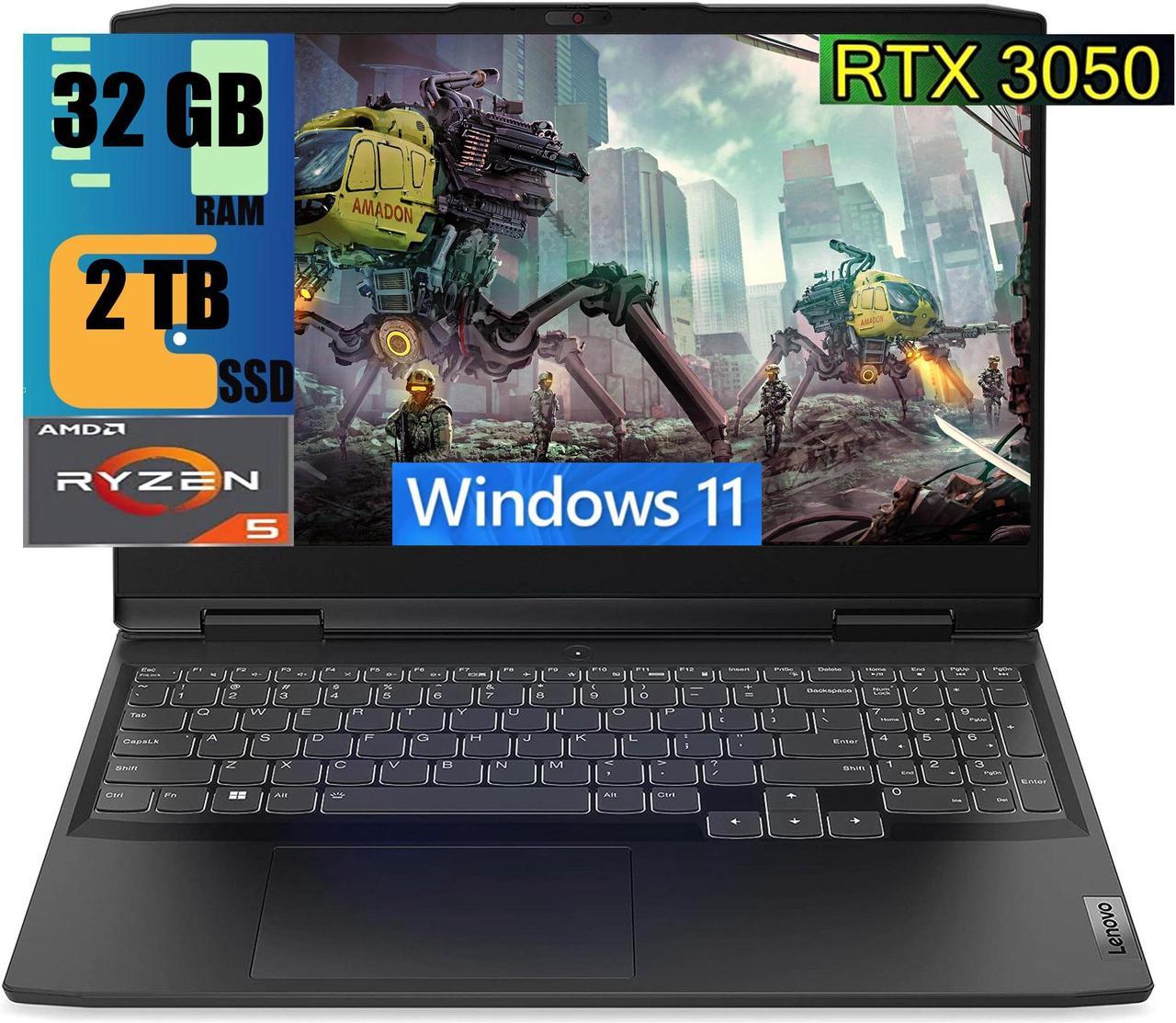 Lenovo IdeaPad Gaming 3 15 Laptop Computer, 15.6" Full HD 120Hz Display, AMD 6-core Ryzen 5 6600H Processor, GeForce RTX 3050 4GB Graphic, 32GB DDR5  2TB PCIe SSD, Backlit, Windows 11