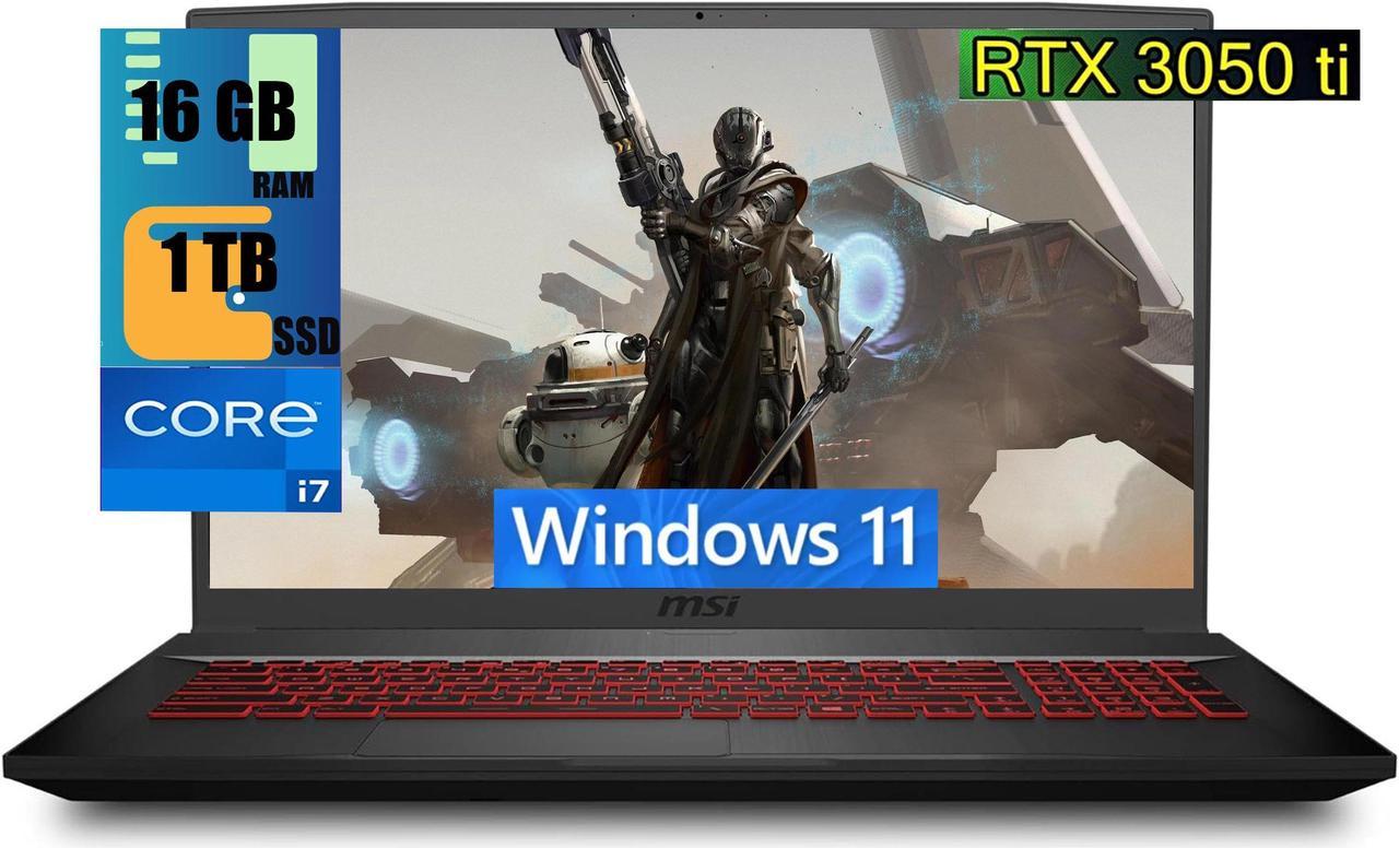 MSI Katana GF76 17 Gaming Laptop, 17.3" FHD 144Hz Display, Intel Core i7-11800H 8-Core Processors, NVIDIA GeForce RTX 3050 Ti 4GB Graphics, 16GB DDR5  1TB PCIe SSD, Backlit, Windows 11