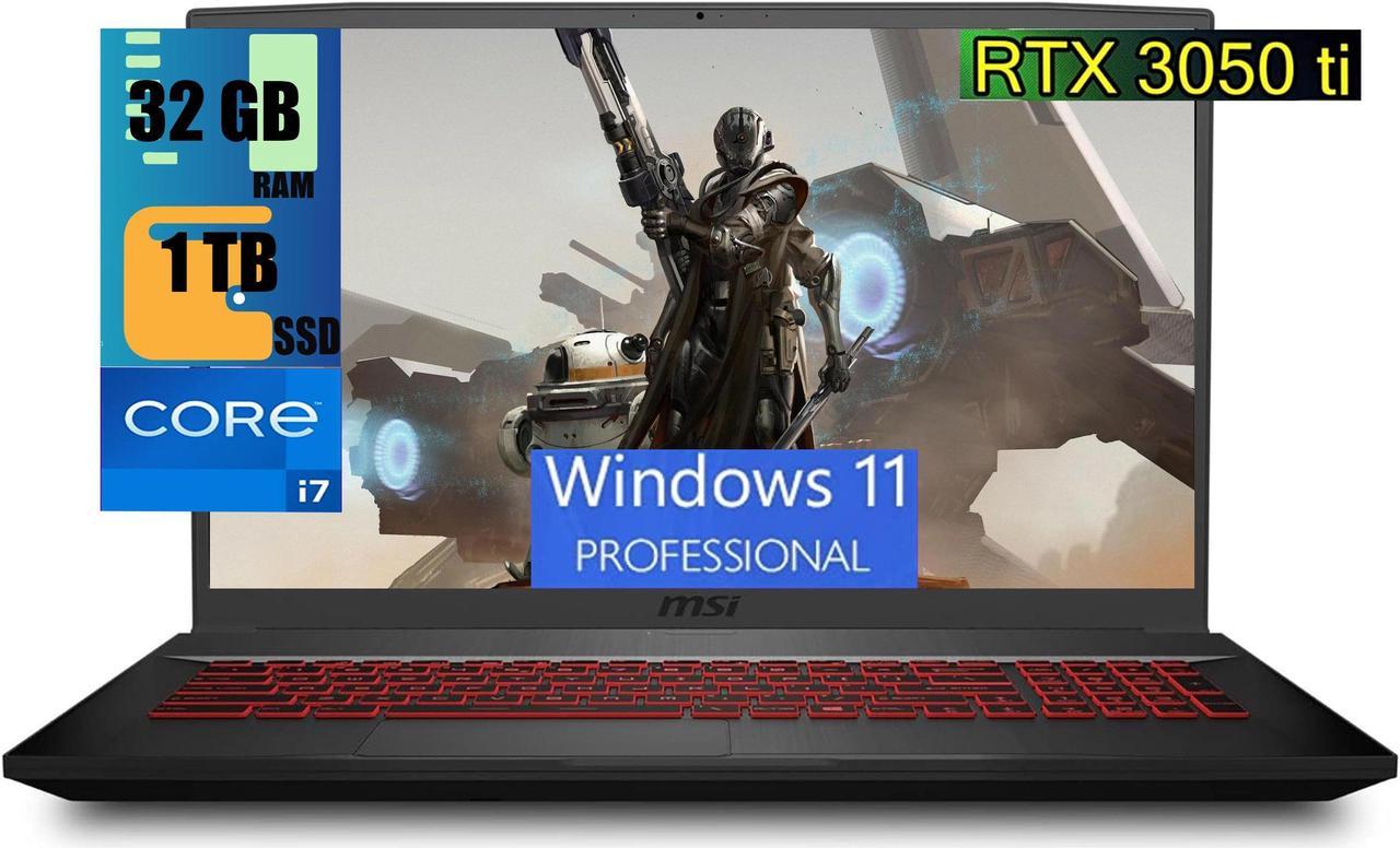 MSI Katana GF76 17 Gaming Laptop, 17.3" FHD 144Hz Display, Intel Core i7-11800H 8-Core Processors, NVIDIA GeForce RTX 3050 Ti 4GB Graphics, 32GB DDR5  1TB PCIe SSD, Backlit, Windows 11 Pro