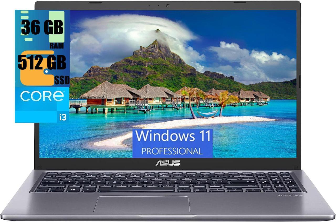 ASUS VivoBook 15 Laptop, 15.6" FHD (1920x1080) Display, Intel i3-1115G4 2 Cores Processor, Intel UHD Graphics, 36GB DDR4  512GB PCIe SSD, USB Type-C, HDMI, Wi-Fi, Windows 11 Pro