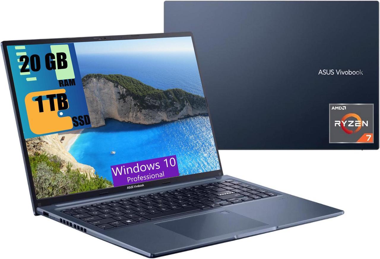 ASUS Vivobook 16 Laptop, 16" HD Display, AMD Ryzen 7 5800HS 8 core Processor, AMD Radeon Graphics, 20GB DDR4  1TB PCIe SSD, WiFi 6, Chiclet Keyboard, USB-A&C, Windows 10 Pro