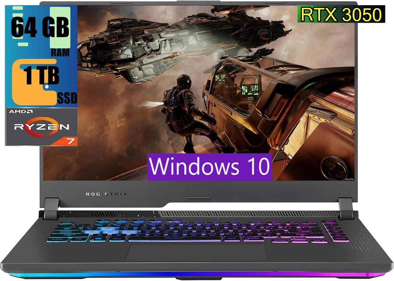 ASUS ROG Strix G15 Gaming Laptop, 15.6" FHD 144Hz Display, AMD Ryzen 7 6800H 8 cores processor, NVIDIA GeForce RTX 3050 4GB GDDR6, 64GB DDR5  1TB PCIe SSD, Wi-Fi 6E, Windows 10