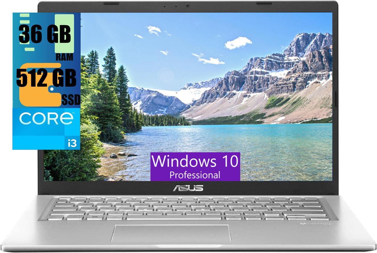 ASUS Vivobook 14 Laptop, 14" HD Touchscreen, 11th Gen Intel Core i3-1115G4 2 cores, Intel UHD Graphics, 36GB DDR4  512GB PCIe SSD, HDMI, Webcam, Windows 10 Pro