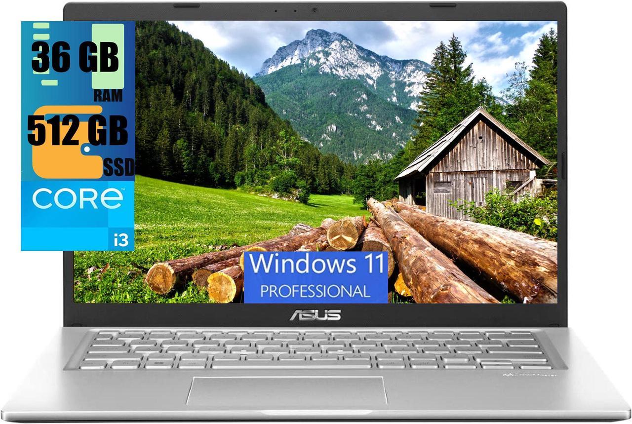 ASUS Vivobook 14 Laptop, 14" HD Touchscreen, 11th Gen Intel Core i3-1115G4 2 cores, Intel UHD Graphics, 36GB DDR4  512GB PCIe SSD, HDMI, Webcam, Windows 11 Pro