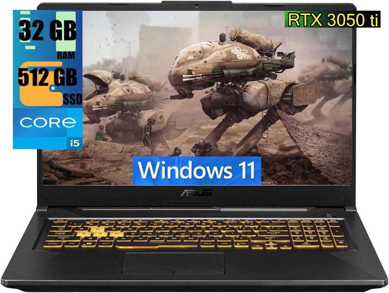 ASUS TUF 17 Gaming Laptop, 17.3" Full HD 144Hz Display, Intel Core i5-11260H 6 Cores Processor, NVIDIA GeForce RTX 3050 Ti 4GB GDDR6, 32GB DDR4  512GB PCIe SSD, WiFi 6, Windows 11