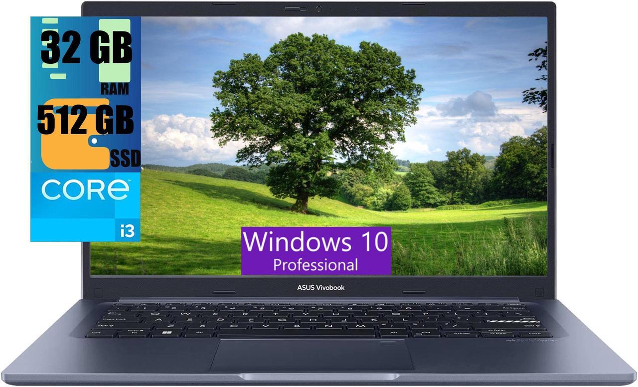 Main image of ASUS VivoBook 14 Slim Laptop, 14" FHD (1920 x 1080) Display, Intel Core i3-1215U 6 cores Processor, Intel UHD Graphics, 32GB DDR4  512GB PCIe SSD, Fingerprint Sensor, Windows 10 Pro