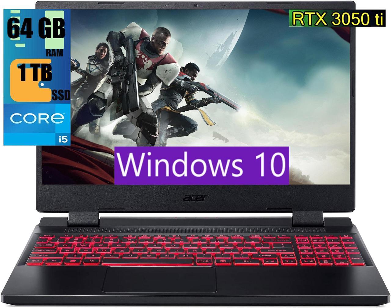 Acer Nitro 5 15 Gaming Laptop, 15.6" FHD 144Hz Display, Intel Core i5-12500H 12 cores Processor, NVIDIA GeForce RTX 3050 Ti 4GB GDDR6, 64GB DDR4  1TB PCIe SSD, Backlit Keyboard, Windows 10