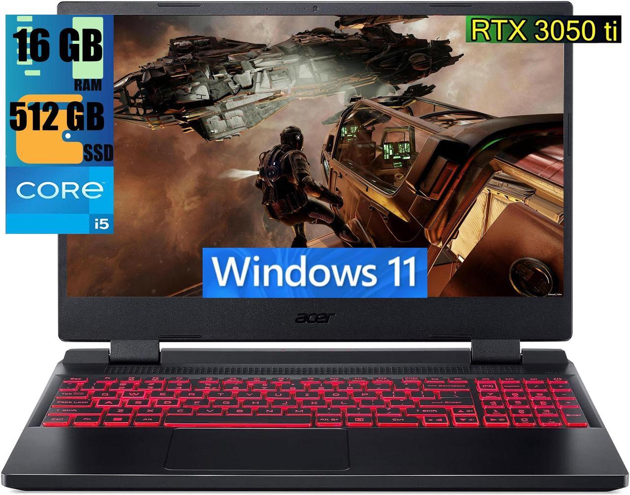 Acer Nitro 5 15 Gaming Laptop, 15.6" FHD 144Hz Display, Intel Core i5-12500H 12 cores Processor, NVIDIA GeForce RTX 3050 Ti 4GB GDDR6, 16GB DDR4  512GB PCIe SSD, Backlit Keyboard, Windows 11