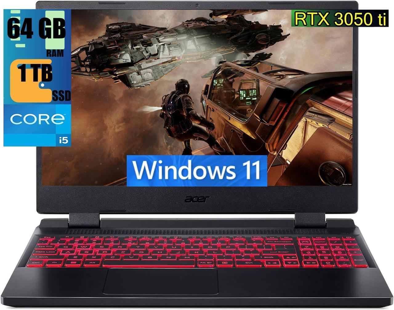 Acer Nitro 5 15 Gaming Laptop, 15.6" FHD 144Hz Display, Intel Core i5-12500H 12 cores Processor, NVIDIA GeForce RTX 3050 Ti 4GB GDDR6, 64GB DDR4  1TB PCIe SSD, Backlit Keyboard, Windows 11