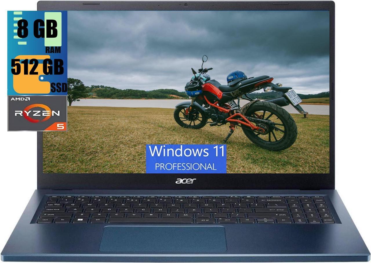 Acer Aspire 3 15 Laptop, 15.6" FHD Touchscreen Display, AMD Ryzen 5 7520U 4-Core Processor, AMD Radeon Graphics, 8GB  DDR4  512GB  PCIe SSD, WiFi 6, Bluetooth, HD Webcam, USB A&C, Windows 11 Pro