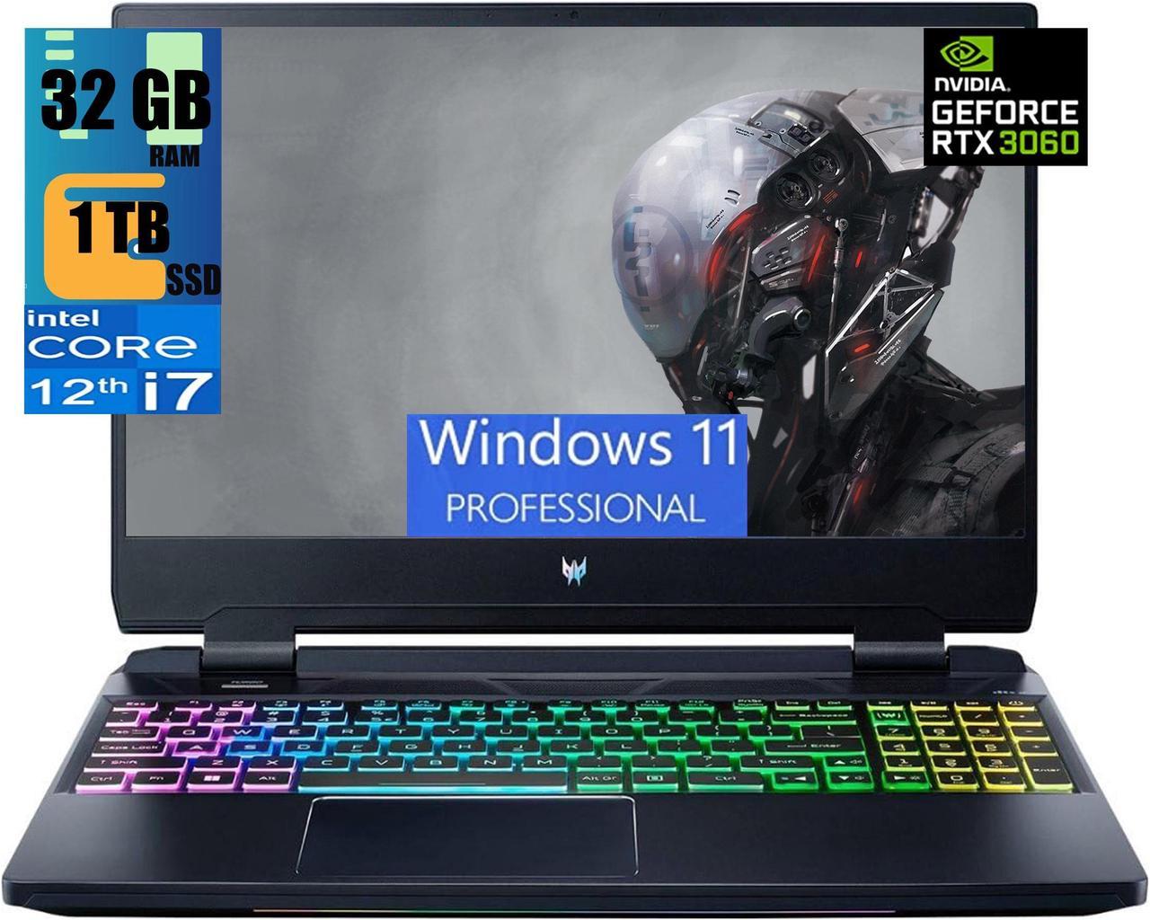 Acer Predator Helios 300 15 Gaming Laptop, 15.6" Full HD 165Hz Display, Intel i7-12700H 14-Core Processor, GeForce RTX 3060 6GB Graphic, 32GB DDR5  1TB PCIe SSD, Thunderbolt, Windows 11 Pro