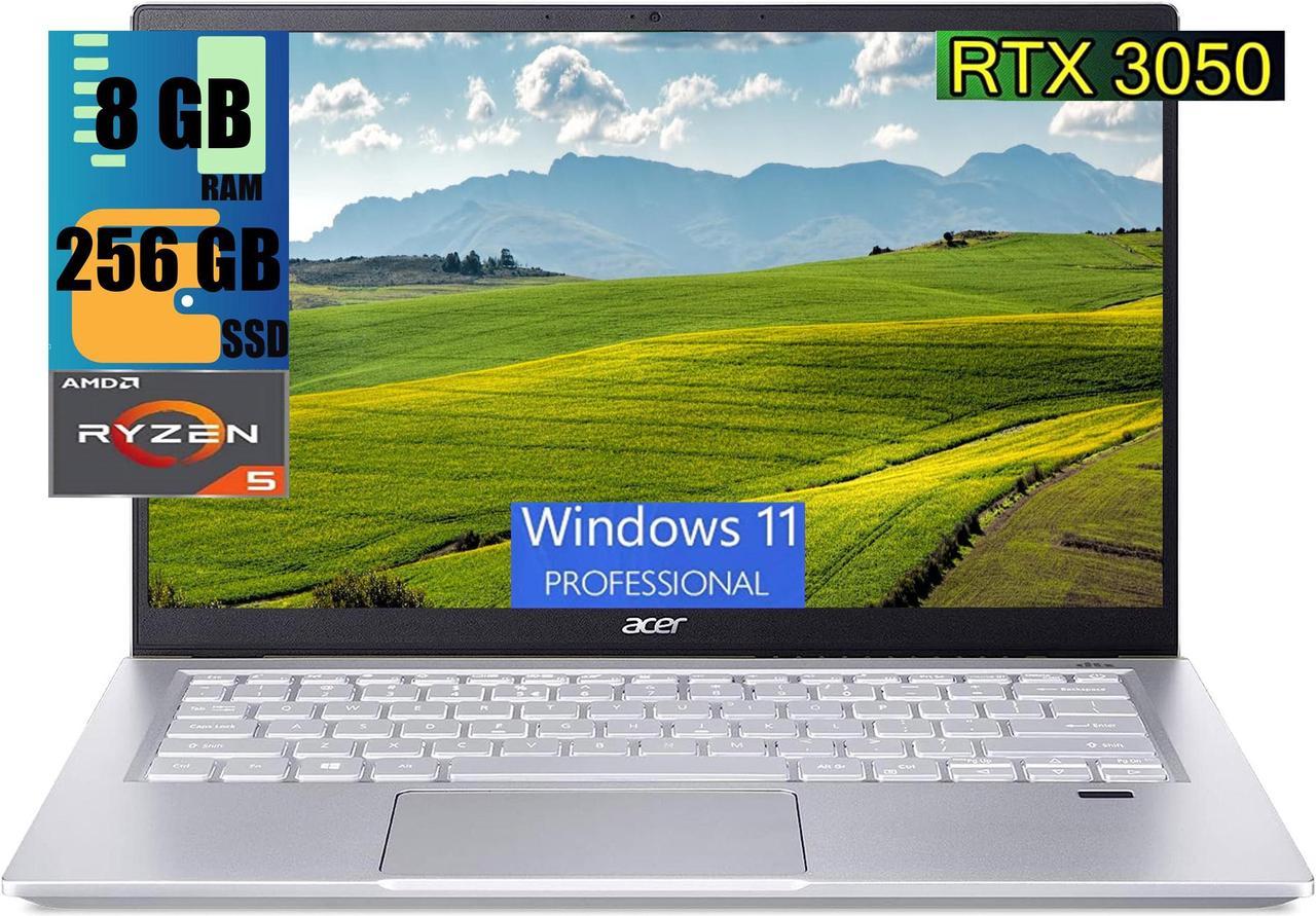 Acer Swift X 14 Laptop, 14" FHD Display, AMD Ryzen 5 5600U 6 cores Processor, NVIDIA GeForce RTX 3050 4GB GDDR6 Graphics, 8GB  DDR4  256GB  PCIe SSD, Backlit Keyboard, Windows 11 Pro, Gold